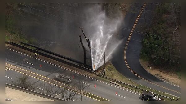 A huge water main break was reported at Northside Drive and Mt. Paran Road in Buckhead.