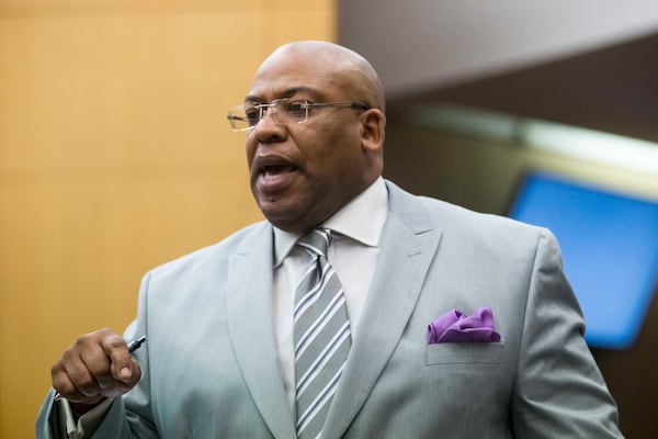 Fulton County Chief Assistant District Attorney Clint Rucker during the 16th day of the Tex McIver trial in Fulton County Superior Court on Monday, April 9, 2018. ALYSSA POINTER/ALYSSA.POINTER@AJC.COM