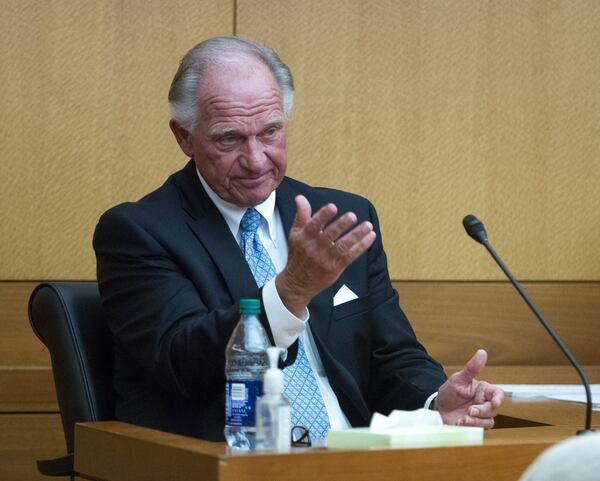 Waffle House Chairman Joe Rogers, Jr., testifies in the Fulton County Courthouse Wednesday, April 4, 2018. STEVE SCHAEFER / SPECIAL TO THE AJC