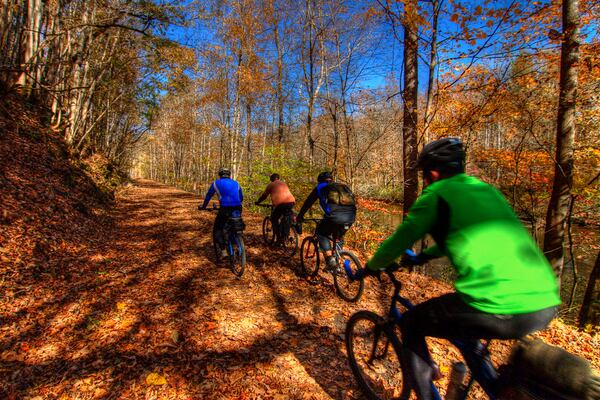 Fall is prime time to bike the historic rail-to-trail Virginia Creeper National Recreation Trail.
Courtesy of Jason Barnette