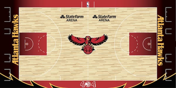 A look at the Hawks' 2021-22 City Edition court design, to accompany the team's jerseys.