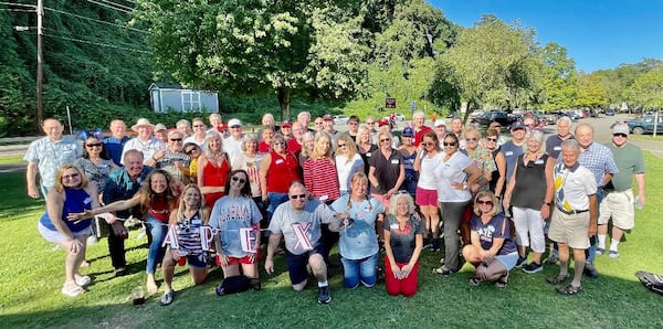 Members of Apex Christian Singles pose for a picture after their annual Labor Day picnic.
(Courtesy of Debbie Perdue)