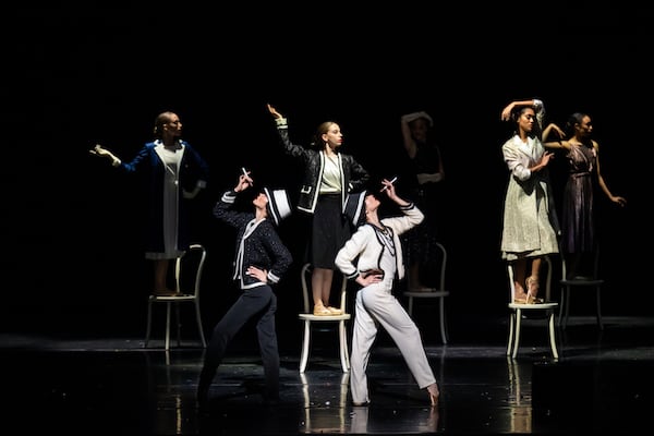 Fuki Takahashi as Shadow-Chanel, bottom left, and Mikaela Santos as Chanel in the ballet’s closing scene.