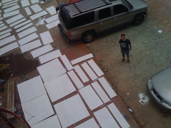 Signs primed for painting with the support of WonderRoot. The project took off after Angel Poventud left a voicemail for the Atlanta arts nonprofit, saying, "I have this crazy idea. It’s probably illegal — we might get in trouble — but either way, there’s going to be a lot of fun press.’”