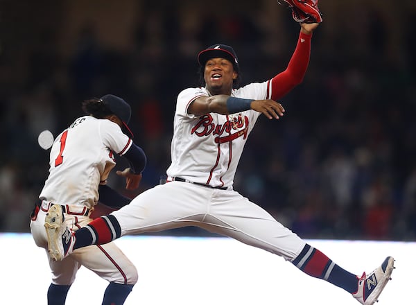 Ronald Acuna Jr. celebrates.    Curtis Compton/ccompton@ajc.com