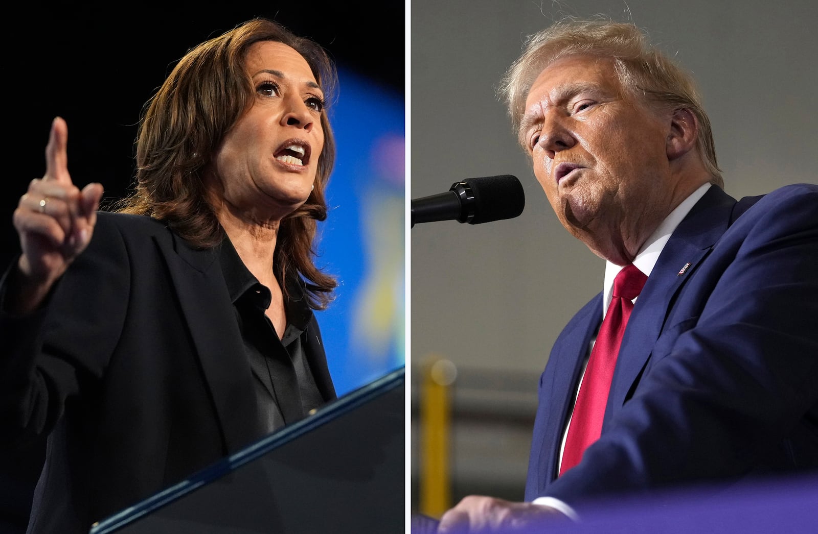 Vice President Kamala Harris (left) and former President Donald Trump are battling for swing state voters.