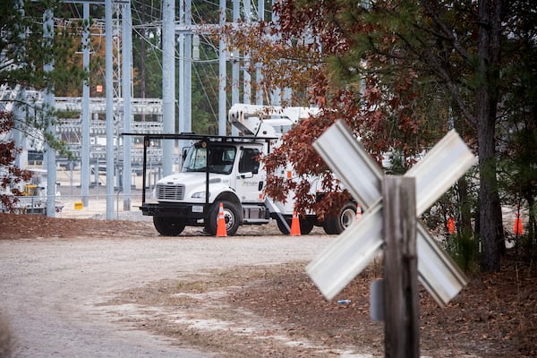 Gunfire at this electrical substations in Moore County, North Carolina, in December left tens of thousands of people without power for several days. Legislation in the Georgia House would strengthen penalties for people convicted of intentionally damaging critical infrastructure, include power stations, water works and telecommunications facilities. (Kate Medley/The New York Times)