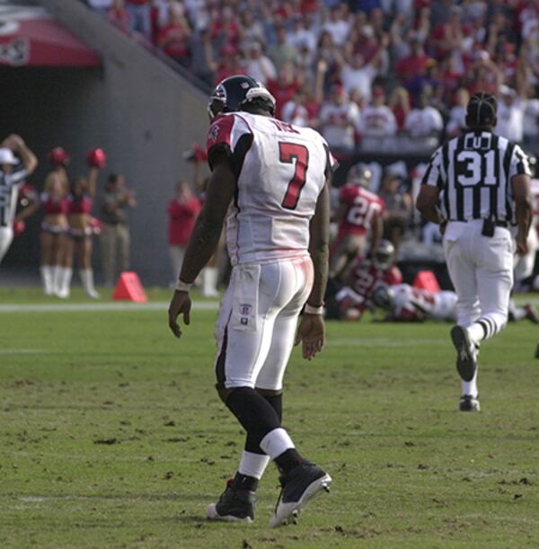 Michael Vick played his last game for the Falcons in 2006, though he remained on the team until 2009. (AJC)