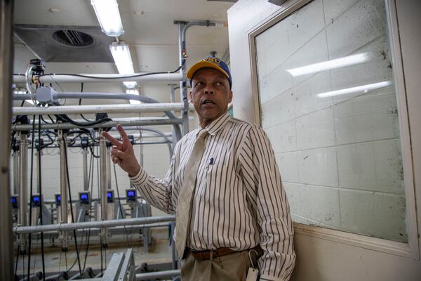 Ralph Noble gives a tour of the Dairy Goat Research Center on the FVSU campus. (Alyssa Pointer / Alyssa.Pointer@ajc.com)