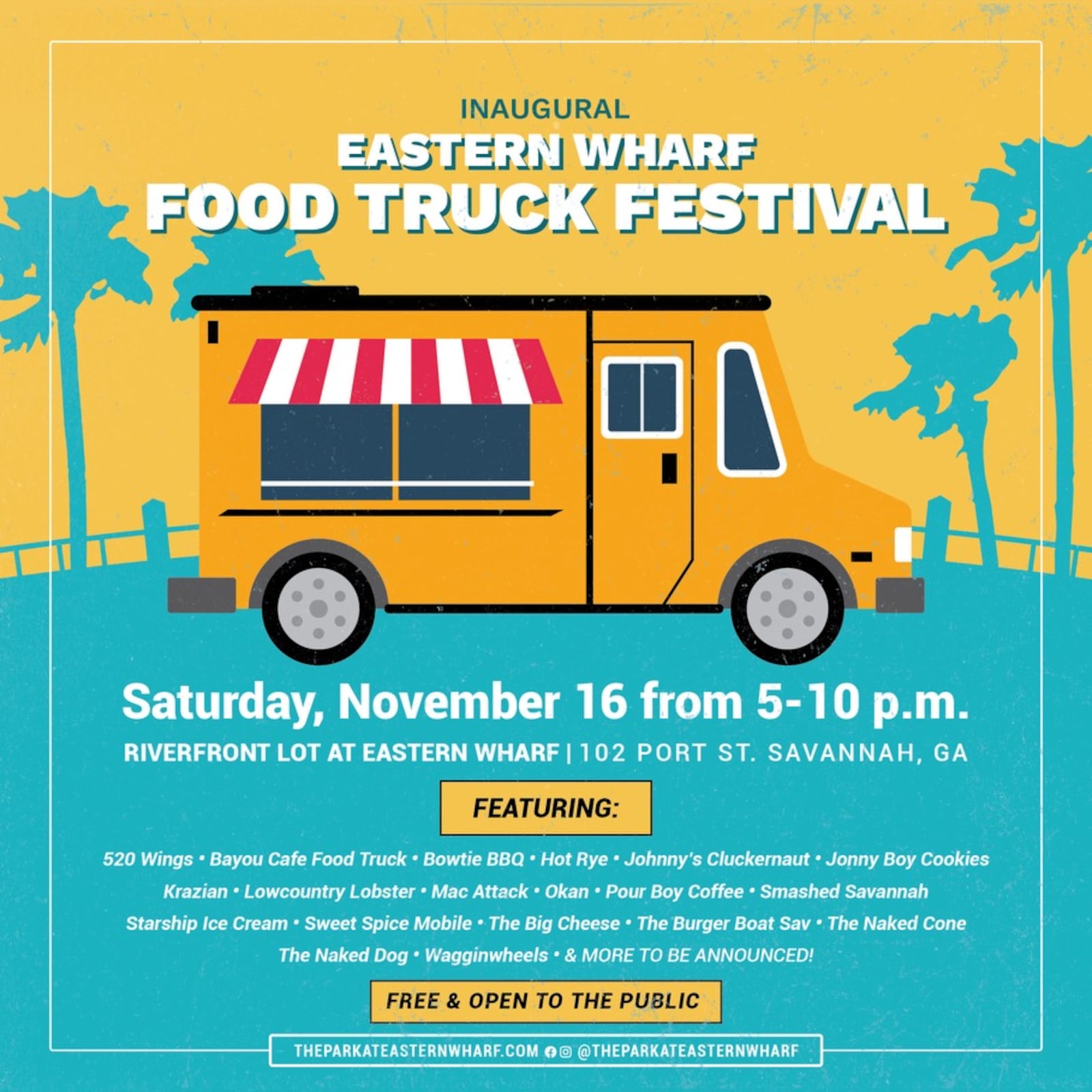 The Eastern Wharf Food Truck Festival will be held Nov. 16 in Savannah. / Courtesy of The Park at Eastern Wharf