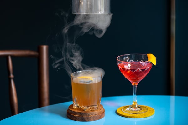 Smoke and a Pancake cocktail (left) and Now Starring cocktail (right). Photo credit- Mia Yakel.