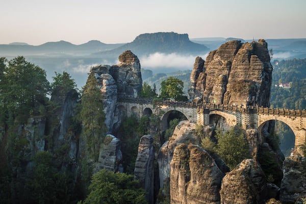 Bastei Bridge, located in German Saxon Switzerland National Park about an hour outside of Dresden, offers incredible views of the Elbe River Valley and the Elbe Sandstone Mountains. CONTRIBUTED BY JAVARMAN