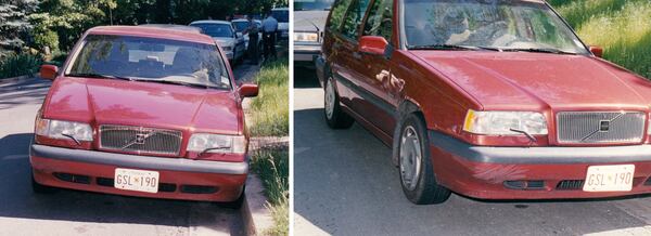 Alison Thresher's Volvo station wagon is pictured where it was found, in a neighborhood about a mile from her Bethesda, Maryland, apartment, after her disappearance in May 2000. Thresher, 45, vanished amid her suspicions that her children's babysitter, Fernando Asturizaga, was sexually abusing her 12-year-old daughter, Hannah. Hannah Thresher reported the sexual abuse, which started when she was 10 and continued after her mother's disappearance, in 2010 and  Asturizaga, who also taught at the school the children attended, was convicted in 2012 and sentenced to more than 100 years in prison. Police in Montgomery County now suspect Asturizaga in Thresher's disappearance and presumed murder.