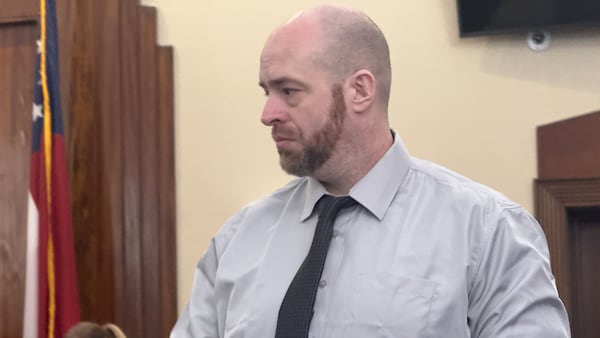 Christopher Scott Palmer, 43, at his murder trial in Peach County Superior Court. Palmer is accused of murder in the January 2022 beating death of his 9-month-old son, Cody.