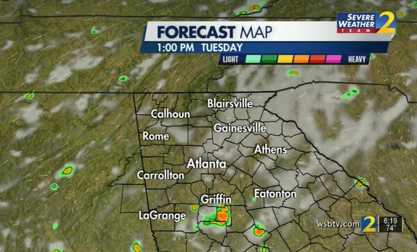 Channel 2 Action News meteorologist Brian Monahan said showers and storms will begin firing up around lunchtime.