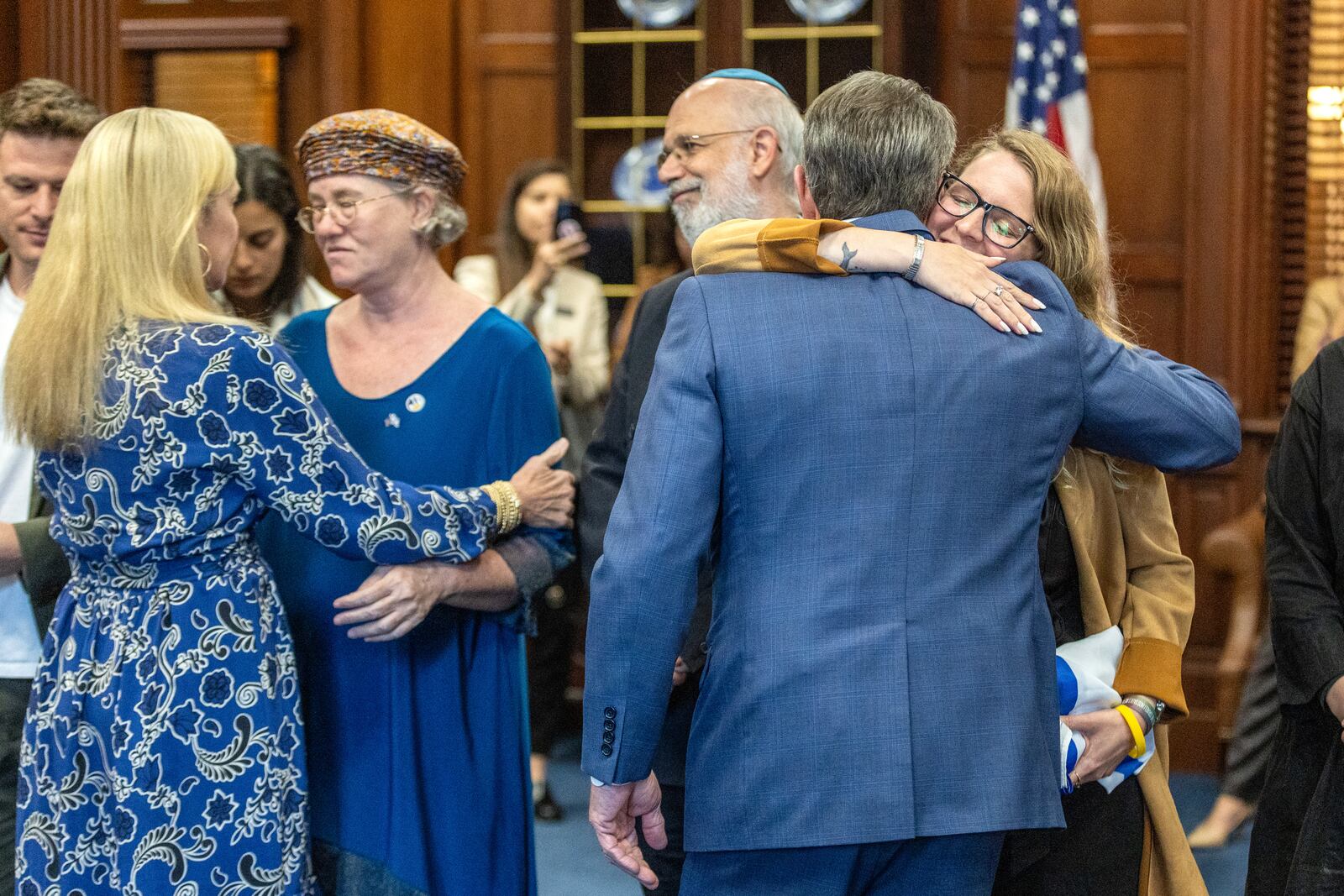 Gov. Brian Kemp and first lady Marty Kemp meet with an Israeli delegation at the Georgia Capitol in October. (Steve Schaefer/steve.schaefer@ajc.com)