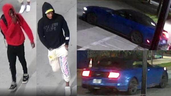 Police released photos of the suspects and the car involved in a shooting in the Old Fourth Ward.