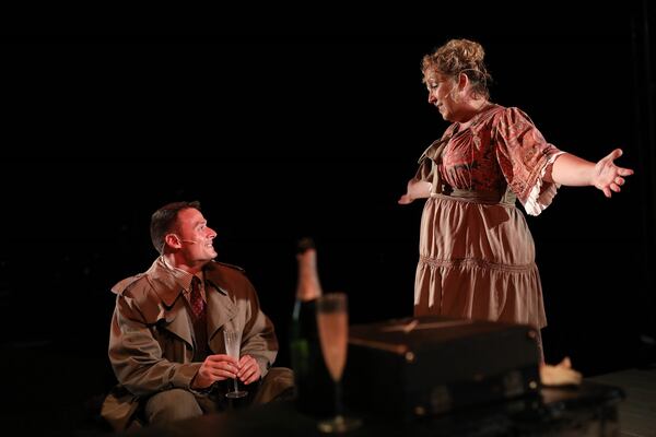 Lee Osorio (as Clifford Bradshaw) and Heidi Cline McKerley (as Fraulein Schneider) in “Cabaret” at Serenbe Playhouse. CONTRIBUTED BY BREEANNE CLOWDUS