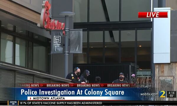 Atlanta police responded to a robbery call at the Colony Square Chick-fil-A after a man walked in and demanded cash at gunpoint, then fired three gunshots before leaving.