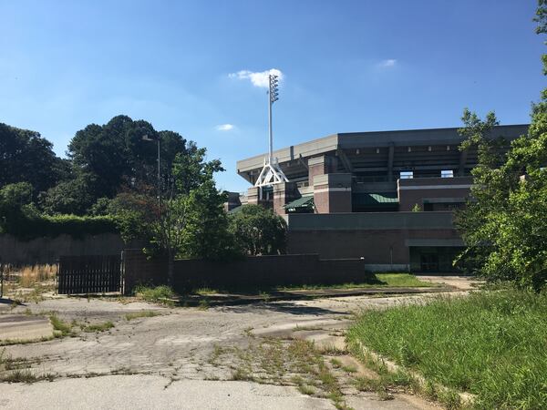 The Stone Mountain Tennis Center, located on Bermuda Road just inside the Gwinnett County line, has been largely abandoned since hosting events during Atlanta's 1996 Olympics. These photos were taken May 15, 2017.