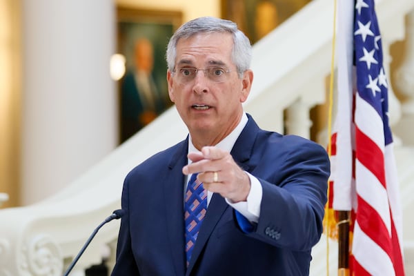 Secretary of State Brad Raffensperger launched a website this past week to make it easier for voters who moved away to cancel their own voter registrations without having to wait for the government to confirm that they’re no longer residents. (Miguel Martinez / AJC)