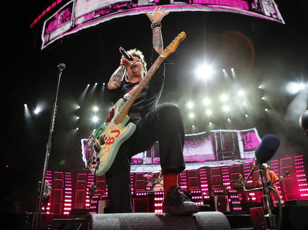 Green Day brought their Saviors Tour to Truist Park on Wednesday, August 28, 2024. Opening acts were Smashing Pumpkins, Rancid, The Linda Lindas and Paradox.. 
Robb Cohen for the Atlanta Journal-Constitution