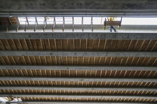 May 1, 2017 Atlanta: Work continued Monday, May 1, 2017 on the new I-85 bridge in Buckhead. Since a fire led to the collapse of a segment of I-85 on March 30, the Georgia Department of Transportation has scrambled to reopen the vital stretch of highway into the heart of Atlanta. JOHN SPINK/JSPINK@AJC.COM