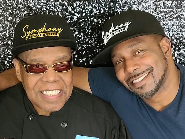 Symphony Chips was born when Dondre Anderson (right) decided to take the spice mix made by his father Andre’ (left) and use it to flavor potato chips. Courtesy of EPI Media 