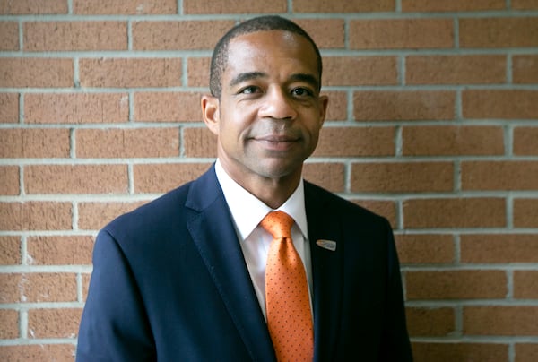 New Clayton State University President T. Ramon Stuart poses for a portrait on campus at the James M. Baker University Center on Thursday, July 8, 2021. (Christine Tannous / christine.tannous@ajc.com)