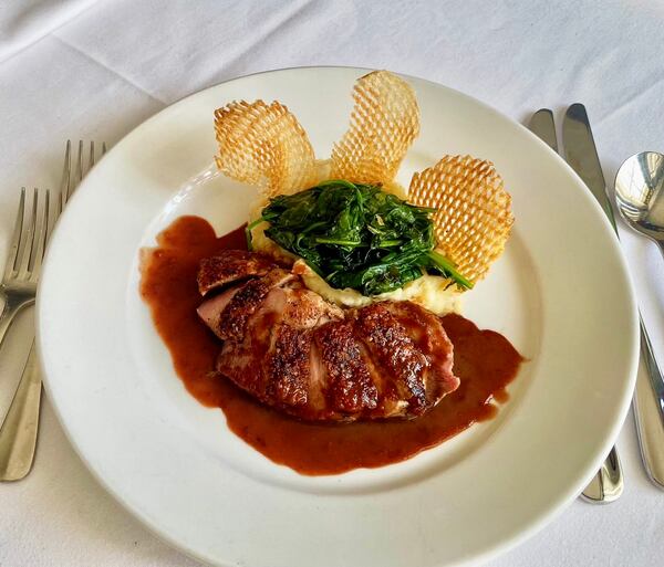 Pan roasted duck with foie gras mashed potatoes is on the Reveillon menu at Tujague's in New Orleans. 
(Courtesy of Tujague's)