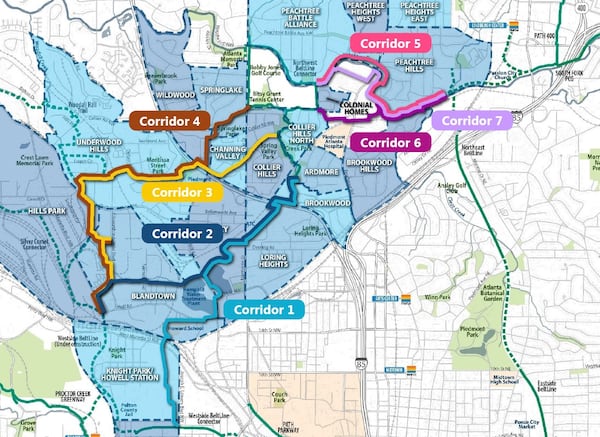 A map created by the Beltline shows all of the possible routes for the Northwest Trail.