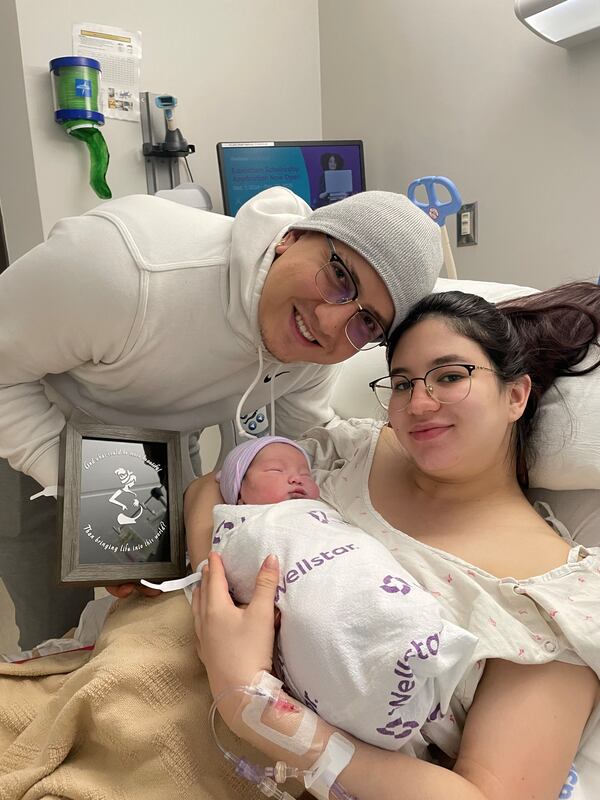 Antonia Aponte-Osorio was the first baby born in 2025 at Wellstar North Fulton Medical Center to parents Valentina Osorio and Sebastian Aponte.