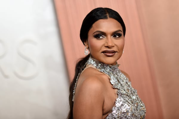 Mindy Kaling arrives at the Oscars on Sunday, March 2, 2025, at the Dolby Theatre in Los Angeles. (Photo by Richard Shotwell/Invision/AP)