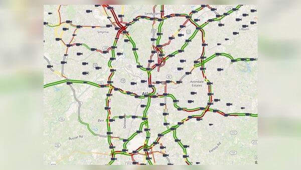 Traffic is congested virtually everywhere except south of the Downtown Connector. (Credit: Georgia Department of Transportation)