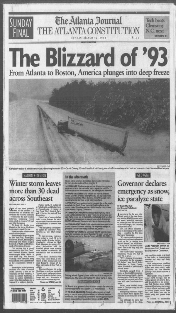 The front page March 14, 1993.