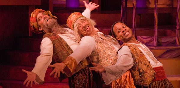 Chris Kayser (from left), Mark Cabus and Eugene H Russell IV perform in "Illyria, a Twelfth Night Musical" at the now-shuttered Georgia Shakespeare in 2012. (Courtesy)