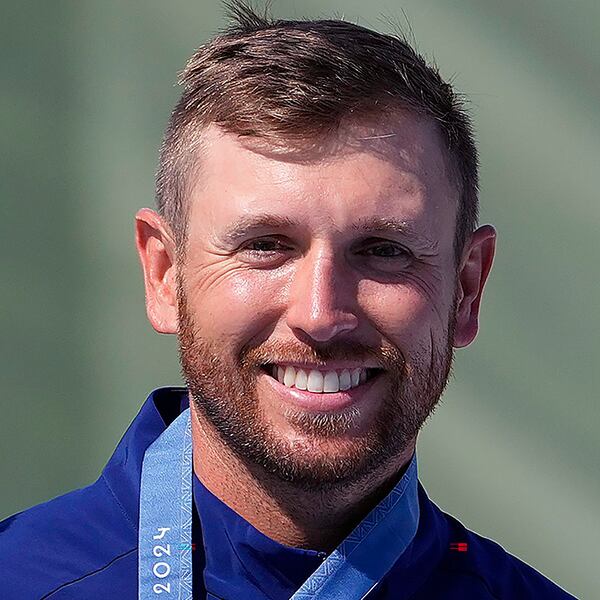 Eatonton's Vincent Hancock won gold in the Skeet men's final at the 2024 Summer Olympics on Aug. 3 in Chateauroux, France. (AP Photo/Manish Swarup)