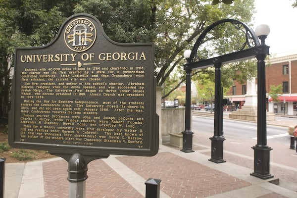 ATHENS, GA - CIRCA 2007:  Close up view of the Georgia Arch on the University of Georgia Bulldogs campus in Athens, Georgia. (Photo by Dot Paul/University of Georgia/Collegiate Images/Getty Images)