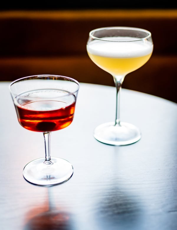 Two of the cocktails at Lyla Lila are the Fist of Fury (left) and the Monk’s Repose, which includes a frothy shaken egg white. CONTRIBUTED BY HENRI HOLLIS