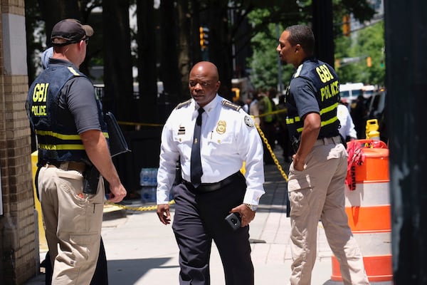 6/30/21 - ATLANTA, GA - Atlanta police Chief Rodney Bryant arrives at the scene where a police officer was shot at an apartment building in June. The officer was shot at the Solace on Peachtree Apartments in the 700 block of Peachtree, one block north of the iconic Fox Theatre.  Ben Gray for the Atlanta Journal Constitution