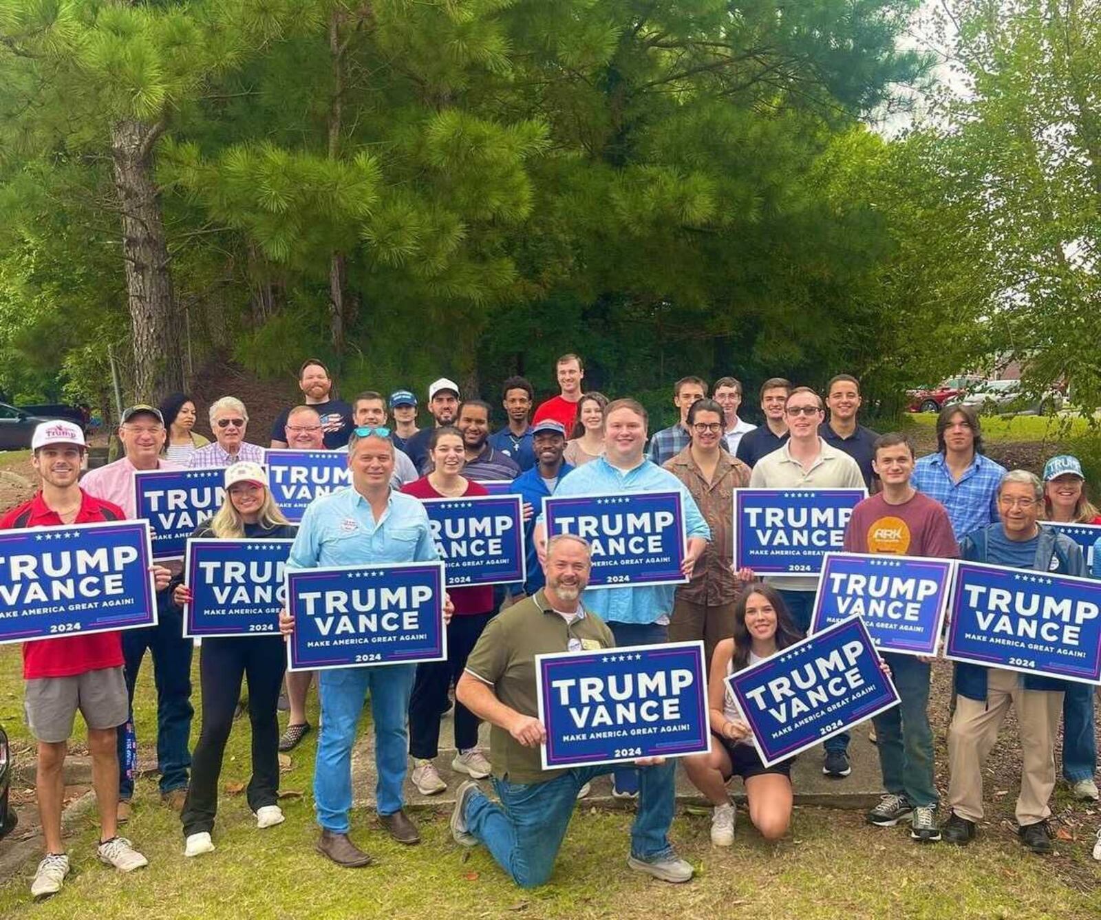 Members of Georgia Young Republicans hold a voting event for former President Donald Trump in Cherokee County. Credit: Handout