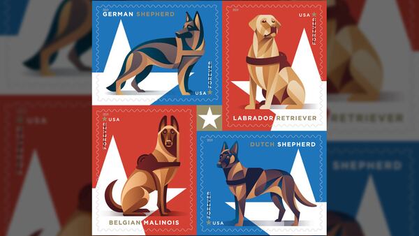 The United States Postal Service is honoring military working dogs with the latest series of stamps.