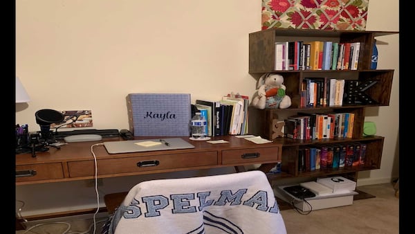 Spelman College student Kayla Smith now does her coursework from this desk in her parents' home in Stone Mountain. Spelman, located near downtown Atlanta, decided to have all of its fall 2020 semester classes online to prevent the spread of COVID-19 on campus. PHOTO CONTRIBUTED.