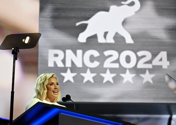 Reality television star Savannah Chrisley speaks Tuesday during the second day of the Republican National Convention in Milwaukee. (Hyosub Shin / AJC)