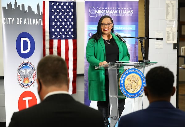 U.S. Rep. Nikema Williams, D-Atlanta, will join Atlanta Mayor Andre Dickens and representatives from the U.S. Department of Housing and Urban Development for a news conference today. (Curtis Compton / The Atlanta Journal-Constitution)