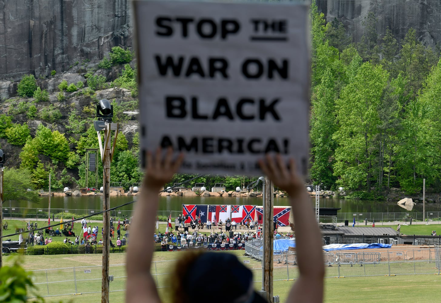 Confederate heritage group at Stone Mountain faces protesters