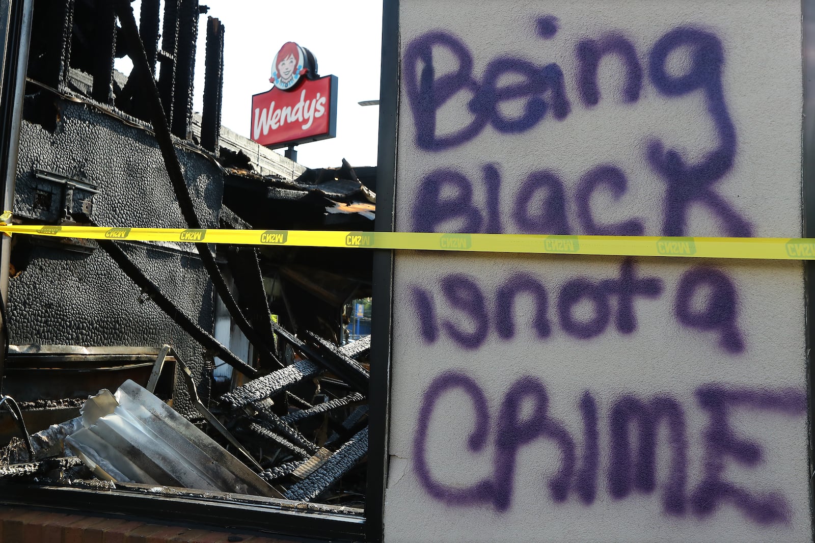 The Wendy's where Rayshard Brooks was shot Friday has become the site of protests against racism and police brutality. Curtis Compton ccompton@ajc.com