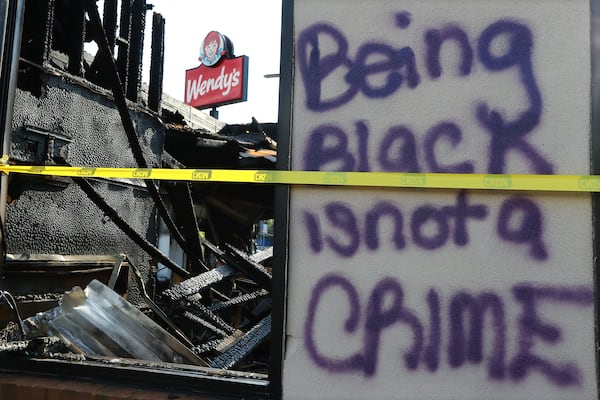 The Wendy's where Rayshard Brooks was shot Friday has become the site of protests against racism and police brutality. Curtis Compton ccompton@ajc.com