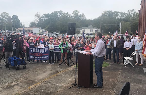 During a GOP rally in Manchester meant to counter Democratic presidential candidate Joe Biden's visit the same day in nearby Warm Springs, Gov. Brian Kemp said, “Georgia is a battleground state, but we’re going to do whatever it takes to win this war.”