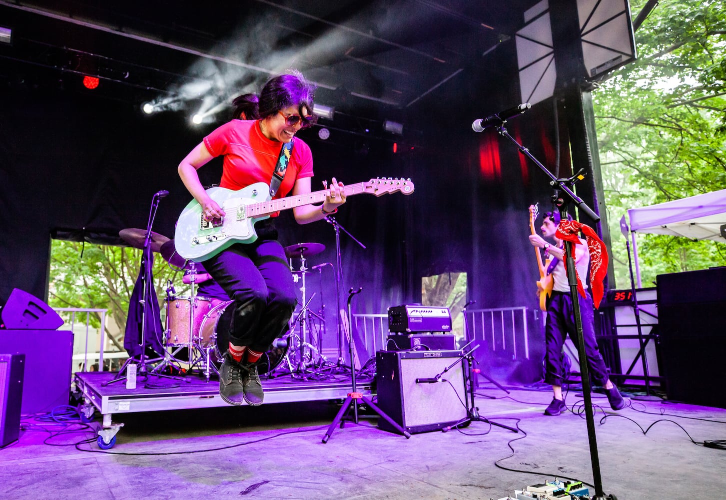 Illuminati Hotties rock the Criminal Records stage on the first day of the Shaky Knees Music Festival at Atlanta's Central Park on Friday, May 5, 2023. (RYAN FLEISHER FOR THE ATLANTA JOURNAL-CONSTITUTION)